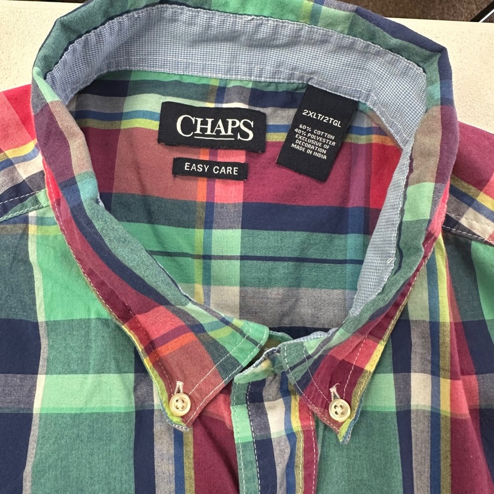 Chaps Plaid‎ Button Down Shirt Long Sleeve Easy Care Comfort Fit 2XL - Picture 11 of 13